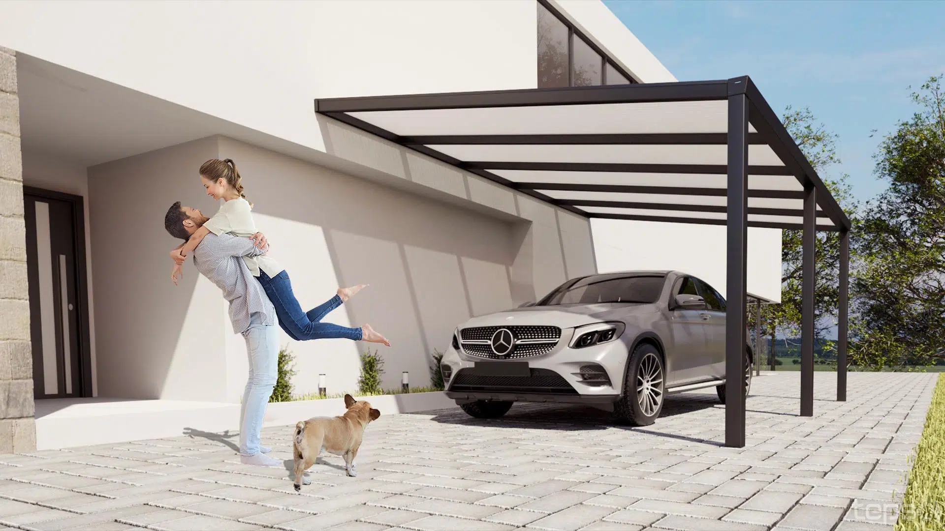 exterior-pergolado-para-garagem14 Pérgolas para Parqueamento