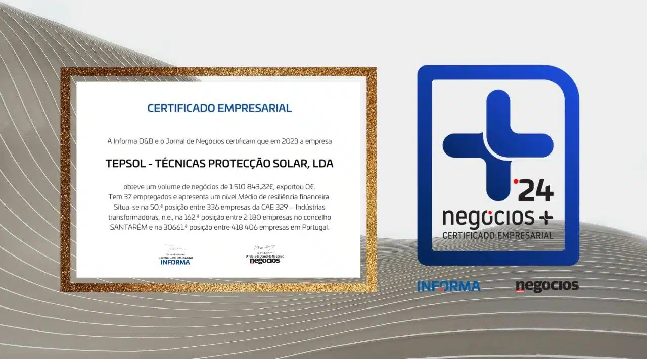 A Tepsol foi distinguida com o Certificado de Mérito Empresarial pela Informa D&B e Jornal de Negócios como uma das melhores empresas em 2023. Veja mais sobre o nosso reconhecimento.